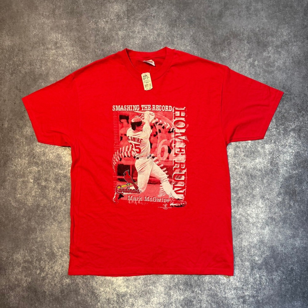Vintage 1998 Mark McGwire St Louis Cardinals Home Run Record T-Shirt XL Red
